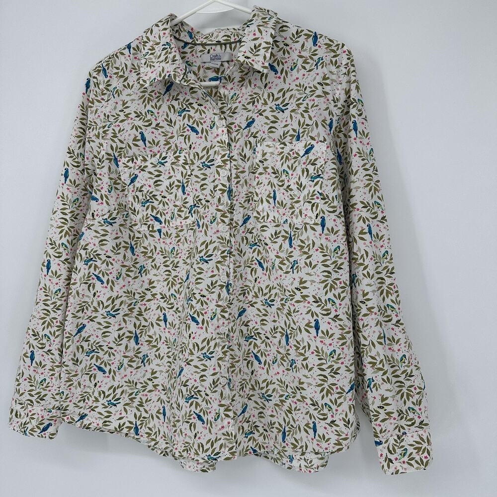 Croft & Barrow Shirt Womens XXL Multicolor Bird Floral Button Front Cottagecore - Picture 3 of 9